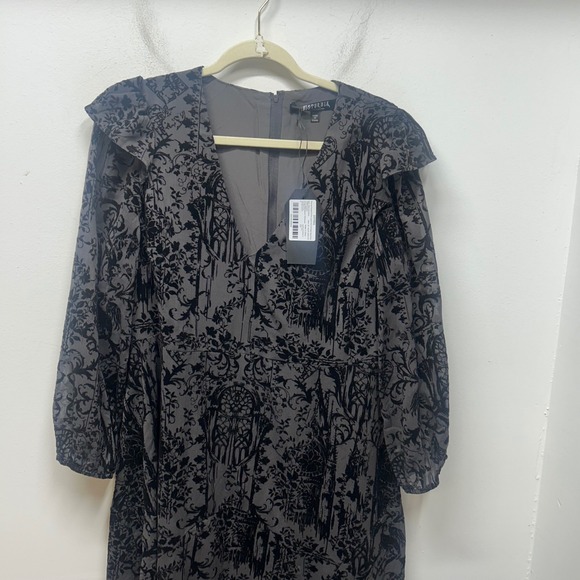 NWT Disturbia Thorned Flocked Chiffon Castle Print Frill Neck Maxi Dress 12 - Picture 4 of 12